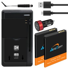 Long Endurance Boosting 2X 2100mAh Rechargeable Extended Slim Battery Universal Charger Dual Car Charger Micro Data Sync Cable Stylus Compatible with Alcatel SmartFlip 4052C
