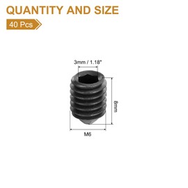 uxcell 20Pcs Set Screws M6x8mm Carbon Steel Cone Point Hex Socket Grub Screws for Machinery, Home Repairs, and Fixtures Black