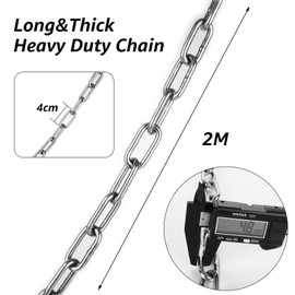 ZOFUN 2M 304 Stainless Steel Chain 5mm Security Chain for Gates, Rust Resistant Heavy Duty Chain Link Fence, Silver Solid Coil Chain, Welded Link Chains for Anti-Theft/Lifting/Pet Dog/Clothes Drying