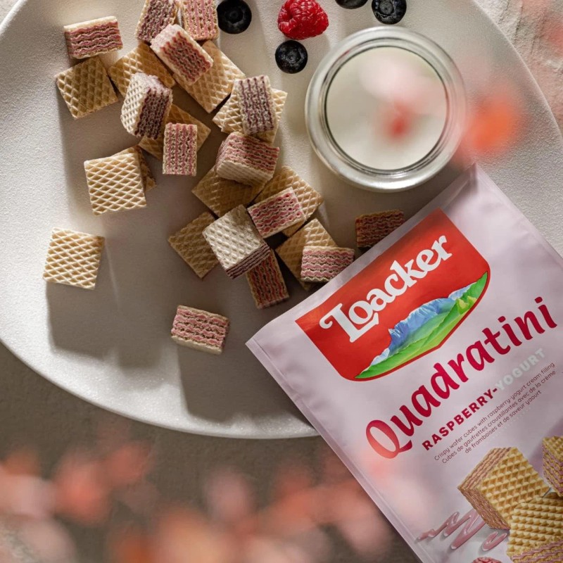 Loacker Quadratini Raspberry Yogurt Wafer Cookies Pack Of 6 Resealable