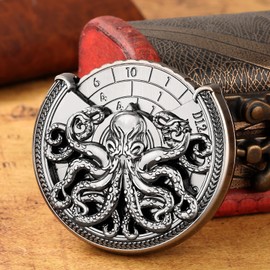 DND Wheel Cube Spinner, DND Dice Set, 7-in-1 Octopus Metallic D&D Dice, Octopus Roulette Dice Spinner for DND Dice Set, D&D Gifts with Dragon Logo Gift Bag,Role Playing Board Game Accessories, Silver