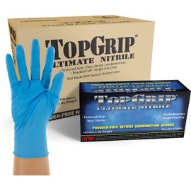 TopGrip Nitrile Exam Gloves, 6 Mil, Disposable, Powder Free, Textured, Case/1000, Large
