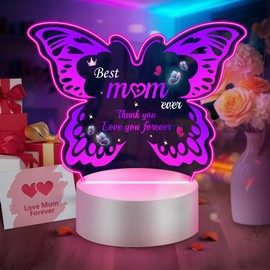 Polemera Butterfly Mum Christmas Gifts, Birthday Gifts for Mum Mummy Nanny, Butterfly Night Light for Mum, Mum Birthday Gifts, Mum Gifts from Daughter Son, Presents for Mum, Home Decor