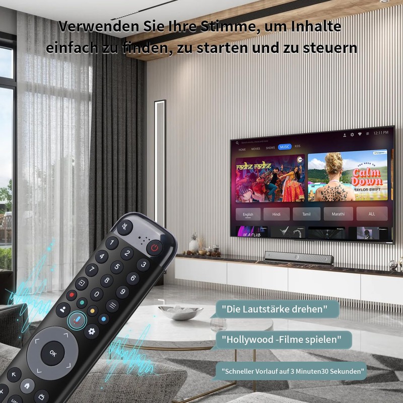 Gvirtue Voice Remote Control RC833 RC813 for TCL TV, Replacement
