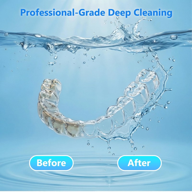 Xbeauty 48kHz Ultrasonic Retainer Cleaner Machine 200mL Cleaning Pod, White