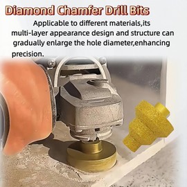 Diamond Step Drill Bit Set (20mm/35mm/50mm) - M10 Thread Hole Opener for Tile, Concrete, Marble - Chamfer & Polish with Angle Grinder