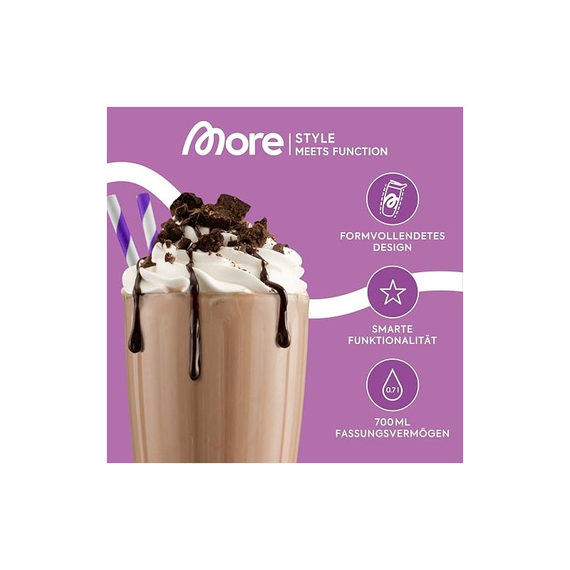MORE Premium Shaker, 700 ml, Purple, Integrated Mixing Strainer &