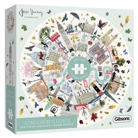London Buildings Circular | 500 Piece Circular Jigsaw | London Skyline Puzzle | Sustainable Jigsaw Puzzle for Adults | Premium 100% Recycled Board | Great Gift for Adults | Gibsons Games
