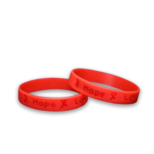 Fundraising For A Cause | Red Silicone Bracelets - Red Ribbon Awareness Silicone Bracelets for Adults (Pack of 50)