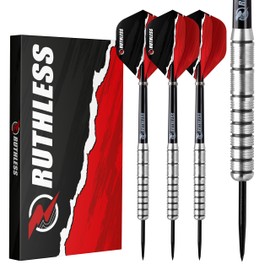 RUTHLESS Ranger III Professional Tungsten Steeltip Darts Set in 24g and 26g, with Flights and Stems Shafts (24g)