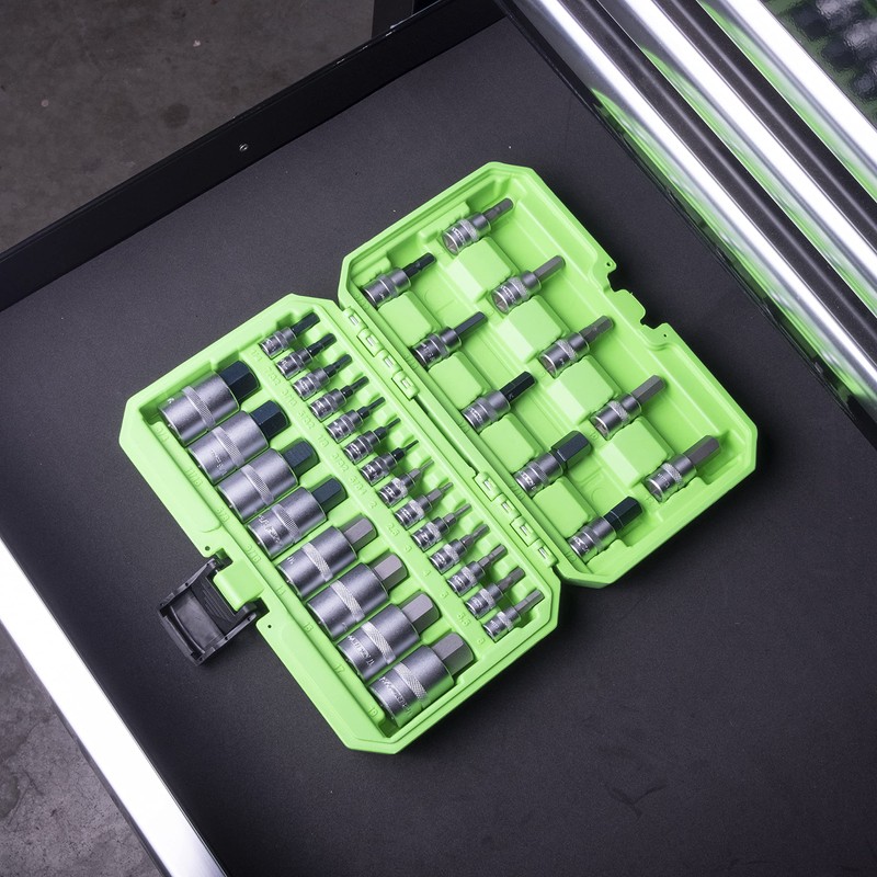 OEMTOOLS 22989 32 Piece Hex Bit Socket Set, SAE and