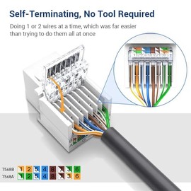 Paquete de 10 conectores Keystone RJ45 Cat6 sin herramientas, módulo acoplador que no requiere herramienta de punzonado (no compatible con panel de parcheo), blanco