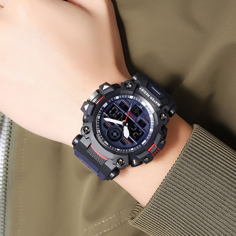 Men Digital Sports Watch Stopwatch Calendar Alarm Function Dual Time