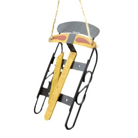 CF Collection Sled Christmas Tree Ornament Metal and Wood [Pack of 1] (Natural Brown)