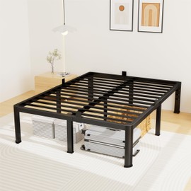 14 Inch King Bed Frame, Metal Platform Bed Frame with Round Corner Legs, 3500 lbs Heavy Duty Steel Slats Support, No Box Spring Needed, Noise Free, Easy Assembly, Black