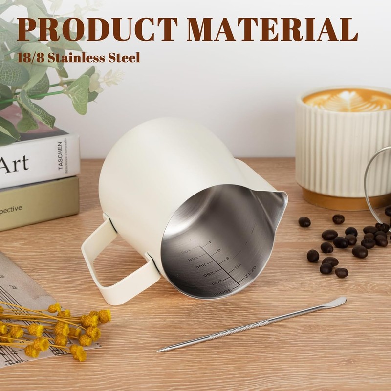 Mumoo Bear Milk Frothing Pitcher 12oz/350ml, Stainless Steel Espresso Steaming
