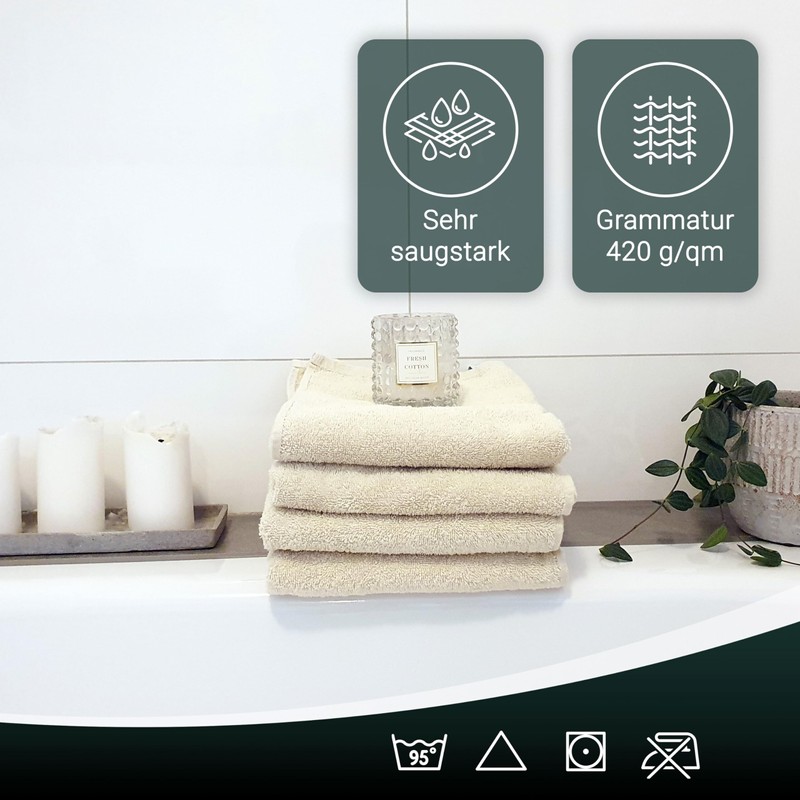 Zollner Set of 4 hand towels, 50 x 100 cm,