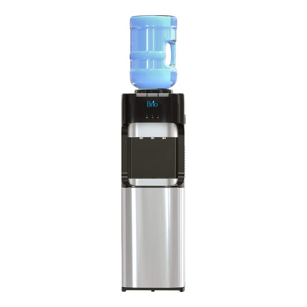 Brio Essential Series Top Loading Water Cooler Dispenser - Tri Temp Dispense, Child Safety Lock, Holds 3 or 5 Gallon Bottles - UL/Energy Star Approved