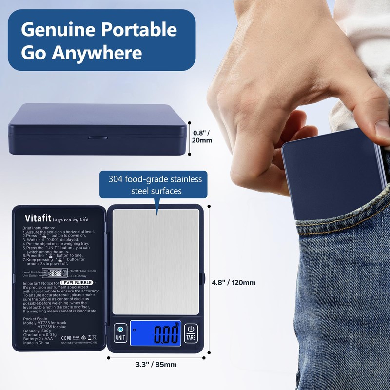 Vitafit 500g Digital Gram Scale in 0.01g, High Accuracy Assured