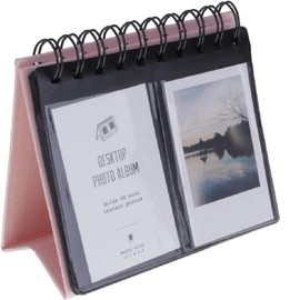 Kompassswc Photo Album Desk Calendar Album 68 Photos Slip-in Album for Stand Up Photo Album for Polaroid, Instax Mini 70 7s 8 50s 90.3 Inch Photos (Pink)