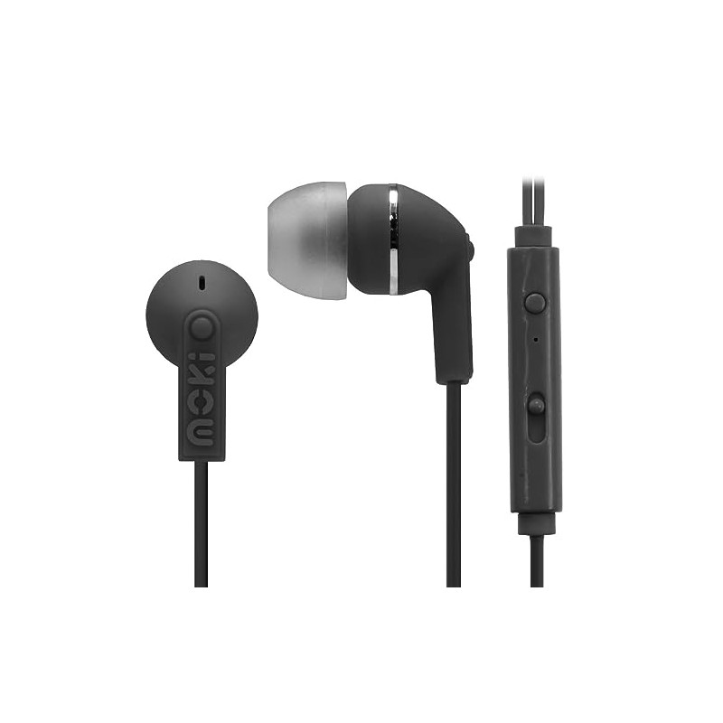 Moki Noise Isolation Earbuds with Microphone and Control, Black