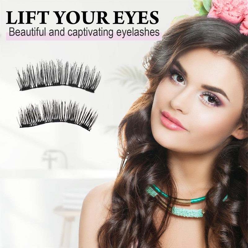 Joyeee Magnetic Eyelashes, 6 Pairs Reusable False Eyelashes, 3D Natural