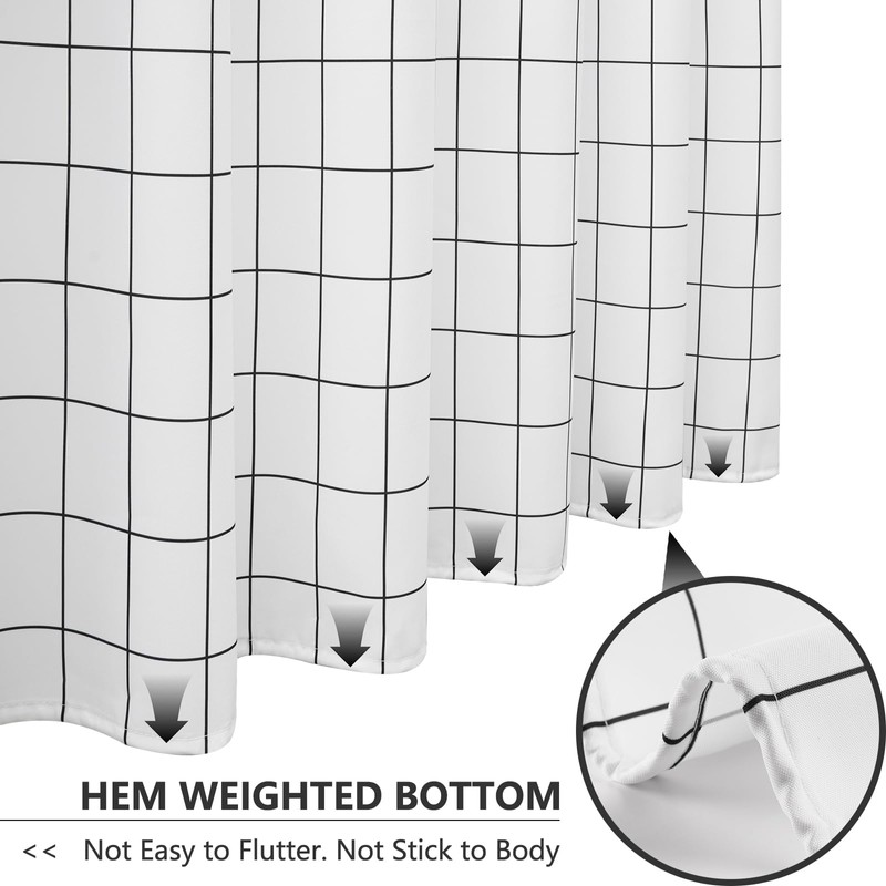 AooHome Black and White Extra Long Shower Curtain, Polyester Durable