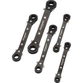 Dynamic Tools D081202 Metric Double Box End Reversible Ratcheting Wrench Set with 15-Degree Offset (5 Piece)