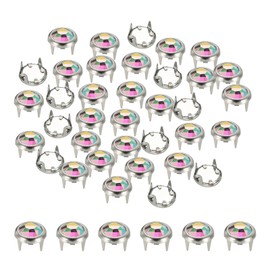YELARXI Rhinestone Studs, Rhinestone Claw Beads Nailhead Crystal Claw Rivets Punk Spikes Decorative Round Rivets, 8 mm Fit for Clothing DIY Leather Craft Bags Belt (120 Pack, AB White)
