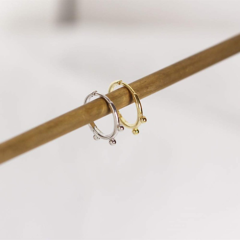 Huggie Beaded Small Sleeper Hoop Earrings for Women Girls 925