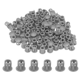 uxcell 100pcs Nylon Plastic Hole Plugs, 1/5"(5mm) Round Drill Screw Hole Plugs Covers Knockout Locking Plastic Plugs Insert End Caps for Kitchen Cabinet Furniture, Deep Grey