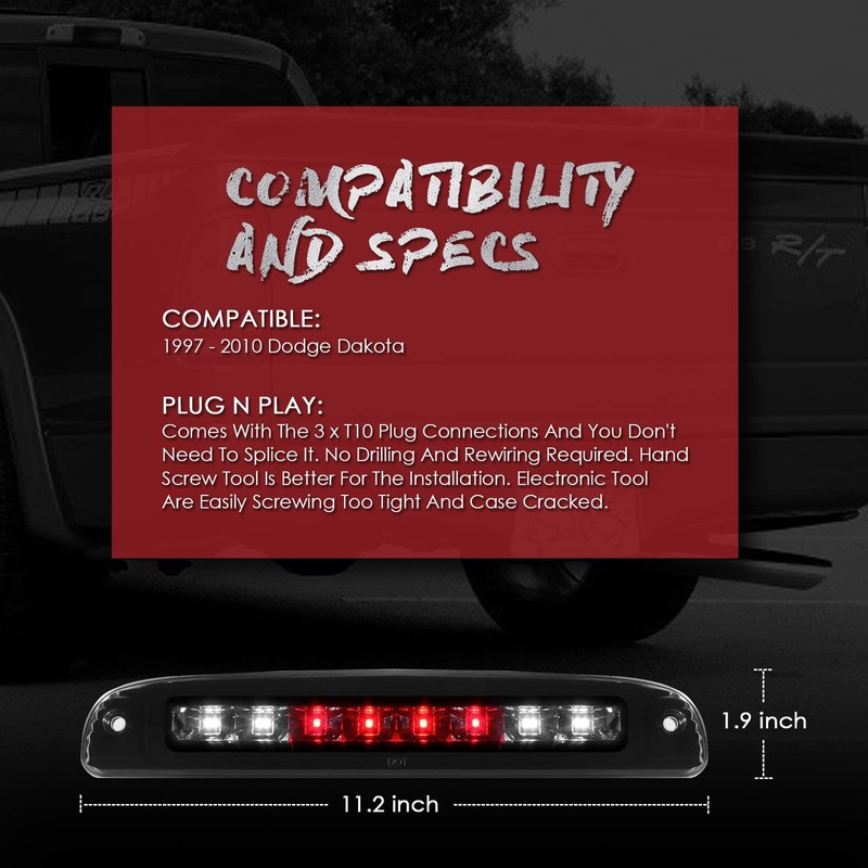 3rd Third Brake Light LED Compatible with 1997 1998 1999