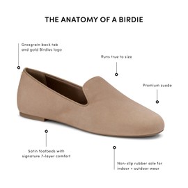 Birdies Women's Starling, Slip-On Flats, Comfortable Casual Dressy Shoes, New Latte Suede, 7.5