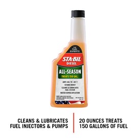 STA-BIL Diesel All-Season - Anti-Gel - Cetane Boost - Cleans And Lubricates Fuel System - Water Demulsification - Treats 150 Gallons -Effective In All Diesel And Bio-Diesel, 20 fl. oz. (15226) , Orange