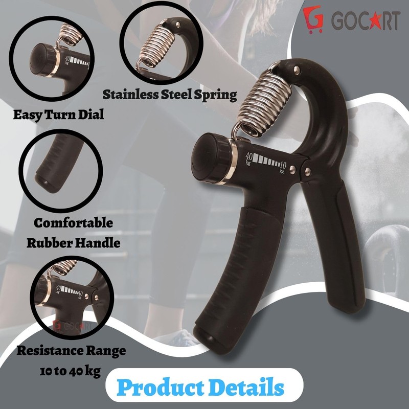 GOCART WITH G LOGO Hand Grips Strengthener, Adjustable Resistance 22-88
