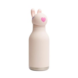 Asobu Bestie Bunny Children's Drinking Bottle with Straw - Insulated Stainless Steel Bottle 420 ml with Rabbit Head - Leak-proof & BPA Free