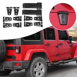 Hoolcar Door Hinge Engine Hood Hinge Tailgate Hinge Cover Trim ABS Exterior Kit Accessories Compatible with 2007-2017 Jeep Wrangler JK JKU, Carbon Fiber, 12PCs