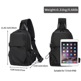 Seoky Rop Men Women Sling Bag Backpack Lightweight Water Resistant Small Chest Shoulder Crossbody Bags for Walking Travel Cycling Black