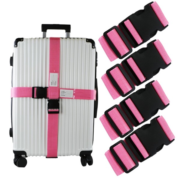 Ferris 4 Pack Luggage Straps TSA Approved - Adjustable Luggage