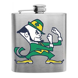 "Fighting Irish" Full Color Funny Fighting Leprechaun Custom Printed Stainless Steel Alcohol Hip Flask, 6 Oz. Stainless Steel