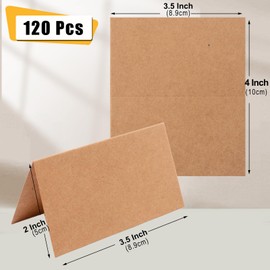 120 Pcs Blank Place Cards for Table Seting Kraft Paper Name Cards, Table Place Cards for Dining, Party, Wedding, Tent Cards Fold 3.5×2 Inches