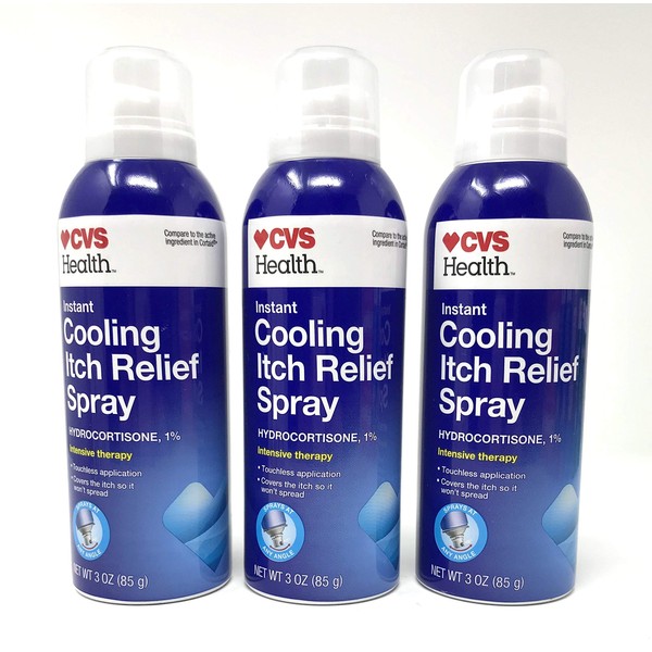 CVS Instant Cooling Itch Relief Spray Hydrocortisone 1% Intensive Therapy 3 Oz (3 Pack)
