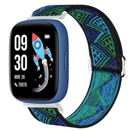 Compatible for BIGGERFIVE Smart Watch Band, Lamshaw 22mm Quick Release Stretch Elastics Nylon Adjustable Replacement Strap Accessories Compatible with BIGGERFIVE BW01, BIGGERFIVE BW02 Smart Watch (Blueprint)