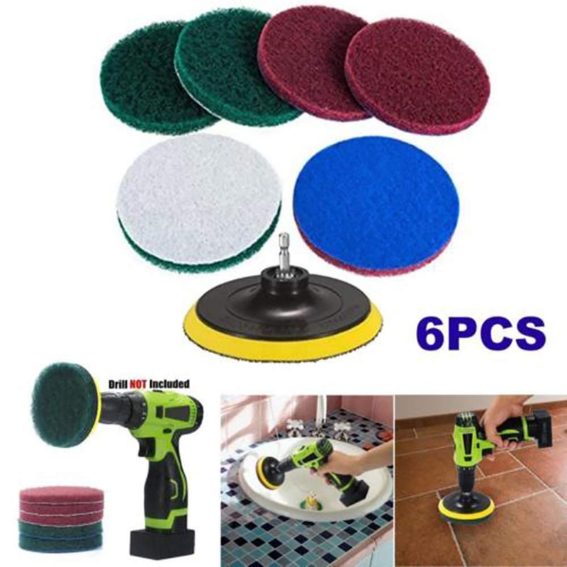 5 Inch Drill Power Scrubber Scouring Pads Cleaning Kit, Includes