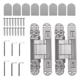 maXpeedingrods 2Pcs Hidden Door Hinge, 7 Inch Invisible Hinges for Doors, 3 Way Adjustable & Heavt Duty Hinges, 180 Degree Concealed Door Hinge for Door Thickness >45mm (Silver)