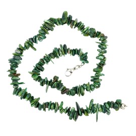 Taddart Minerals - Green Sliver Necklace Made from Natural Gemstone Seraphinite with 45 cm Length - Handmade, Gemstone