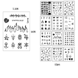 NATOSU 12 Bogen à 100+ Stück Temporäre Tattoos 2 Wochen Schriftzug Tattoos zum Aufkleben Fake Tattoos Klebetattoos Kleine Muster Cooles Motiv für Männer Frauen