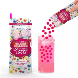 Boba Vida Non-GMO Popping Boba Pearls All Natural Summer Strawberry w/Straw - 1