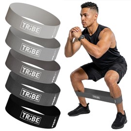 Tribe Lifting - Bandas de resistencia de tela para glúteos y piernas | Juego de 5 bandas de tela para entrenamiento | Bandas gruesas de glúteos para sentadillas, estocadas, entrenamiento de cadera