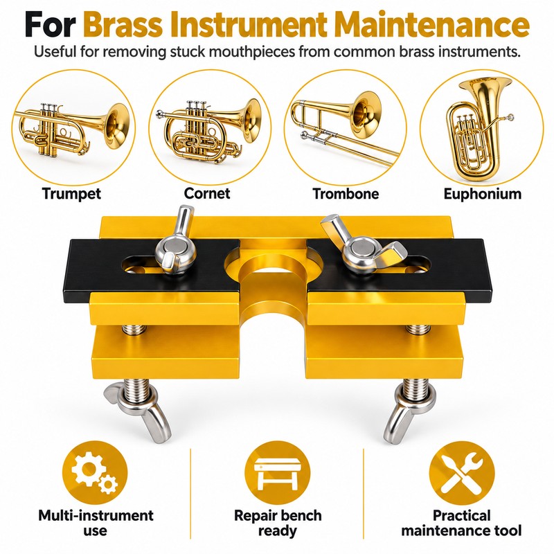 Brass Instrument Mouthpiece Puller for Stuck Mouthpieces – Gold Alloy